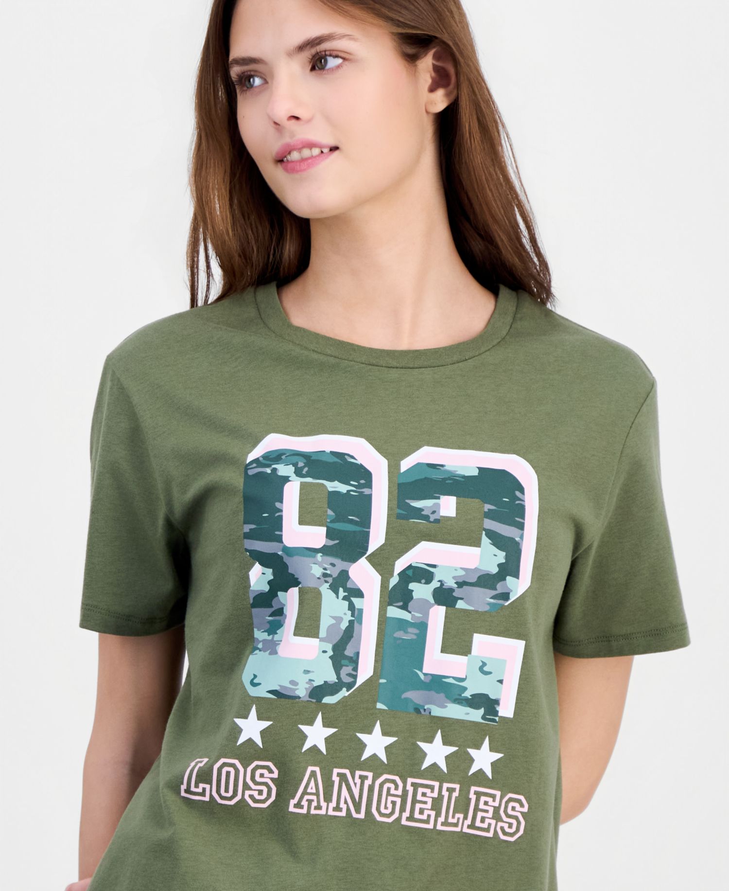 Junior's LA Number Camo Crewneck Tee