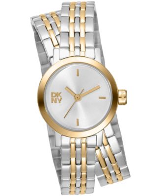 Women's Mini Quartz Two-Tone Stainless Steel Double Bracelet Watch 23mm