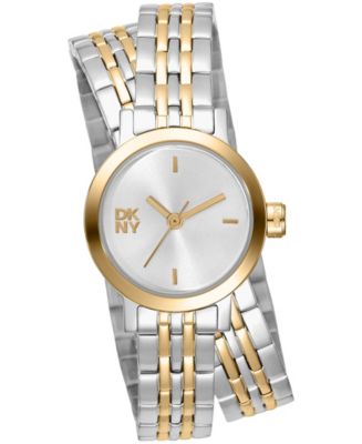 DKNY レディース 腕時計 クォーツ チェーンブレスレット DKNY Women's Mini Quartz Two-Tone Stainless Steel Double Bracelet