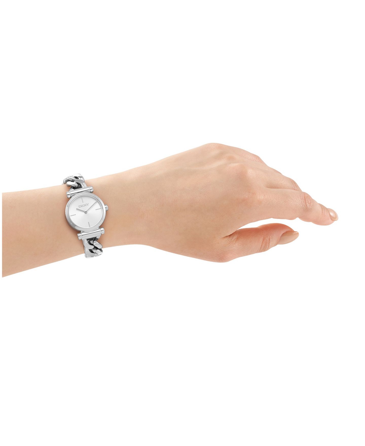 Женские часы DKNY Open Link Quartz Stainless Steel Chain Bracelet Watch 28mm — фото 4