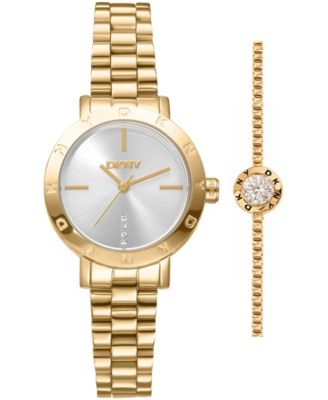 Women's Essentials Quartz Gold-Tone Stainless Steel Bracelet Watch 28mm Gift Set