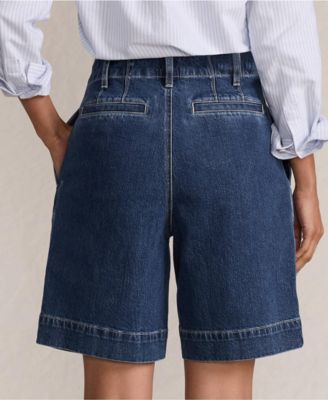 Women's Soft Denim High Rise 7" Pleated Trouser Shorts