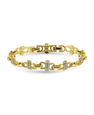 1 5/8 ct. t. w. Glass Stone Pave Bars Between Polish Links Bracelet