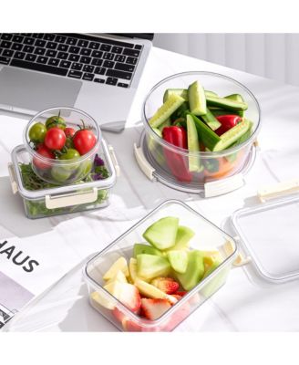 3-Pack Food Storage Container Set Stackable and Nestable Plastic Meal Prep Containers