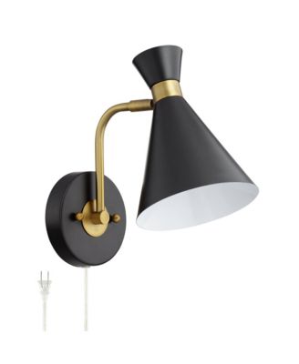 Modern Wall Lamp with USB Port Matte Brass Plug-In 6 1/4" Light Fixture Cone Shade for Bedroom Bedside House Reading