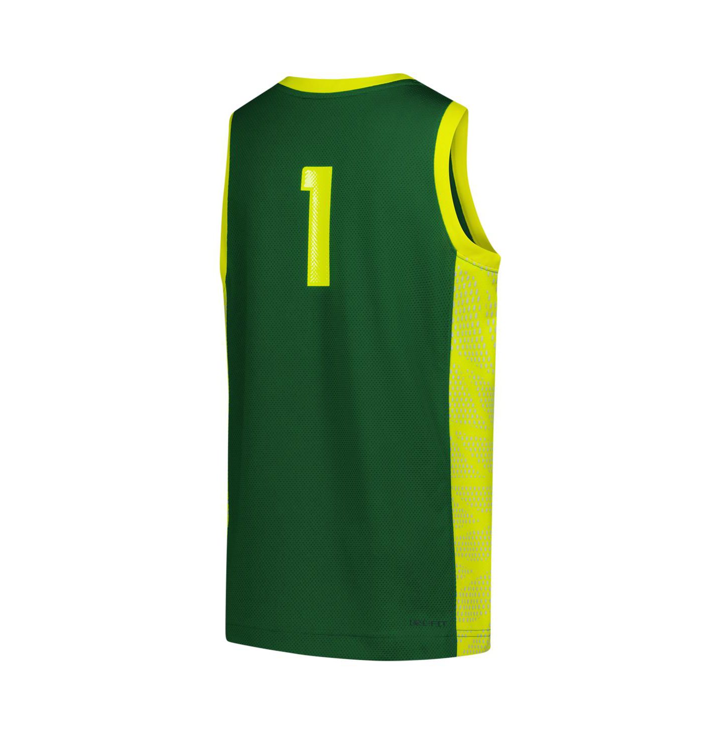 Детский топ Nike 1 Green Oregon Ducks Replica Basketball Jersey — фото 3