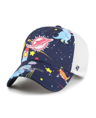 Big Boys and Girls Navy Miami Dolphins Space Dino Adjustable Trucker Hat
