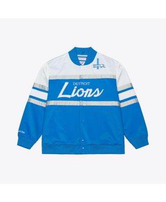 Men's Blue Detroit Lions Head Coach Lightweight Full-Snap Satin Jacket