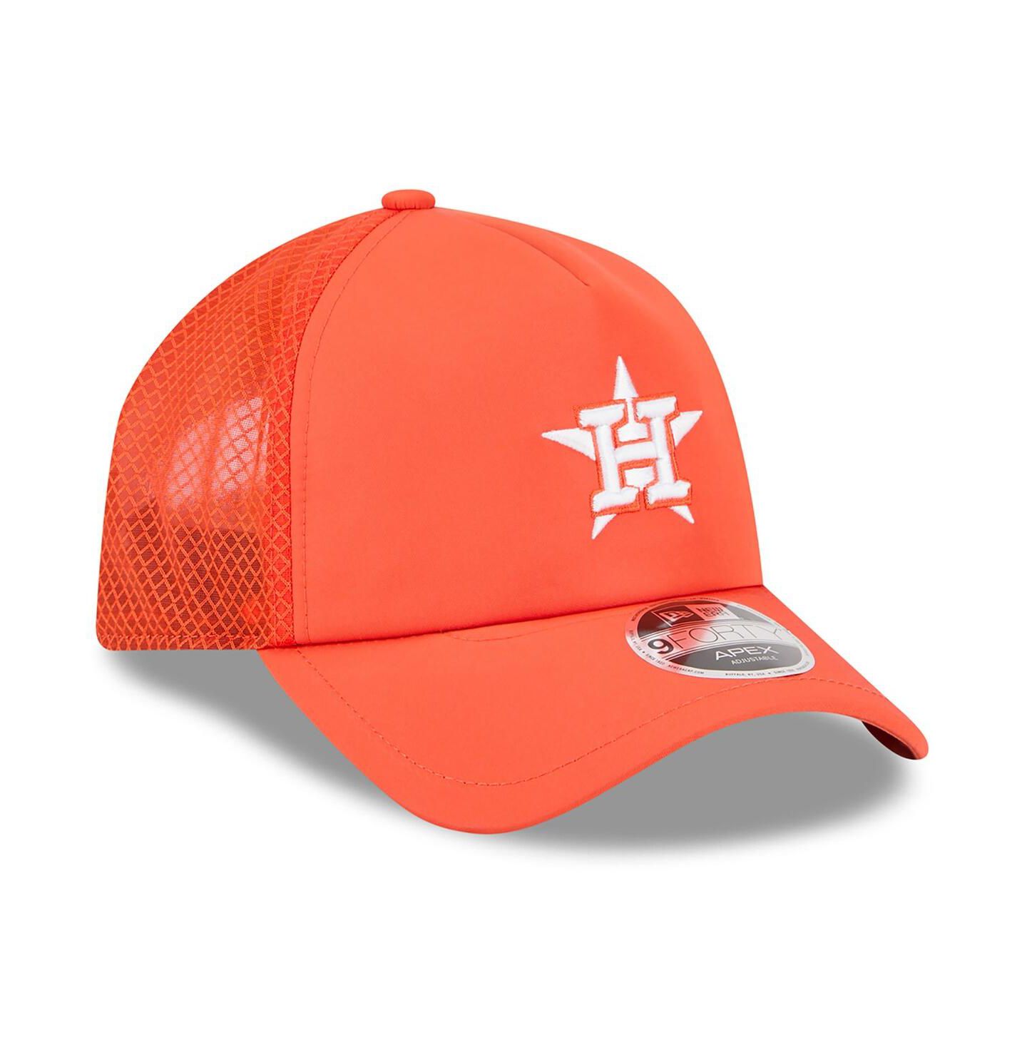Мужская кепка New Era Orange Houston Astros 2026 Batting Practice Apex 9FORTY Adjustable Trucker Hat — фото 3