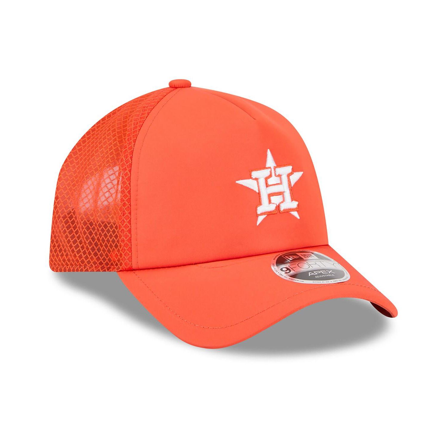 Men's Orange Houston Astros 2026 Batting Practice Apex 9FORTY Adjustable Trucker Hat