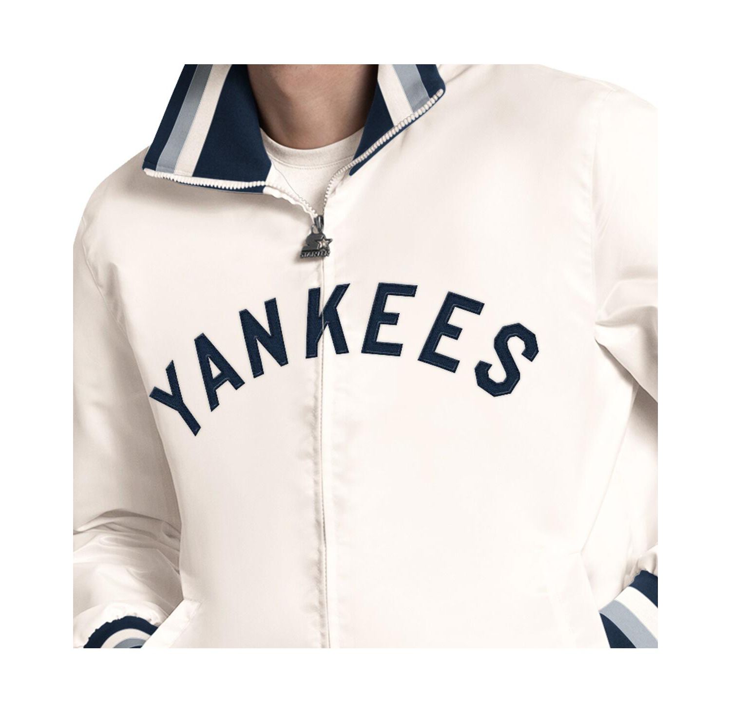 Men's White New York Yankees The Captain Cooperstown Logo Full-Zip Varsity Jacket