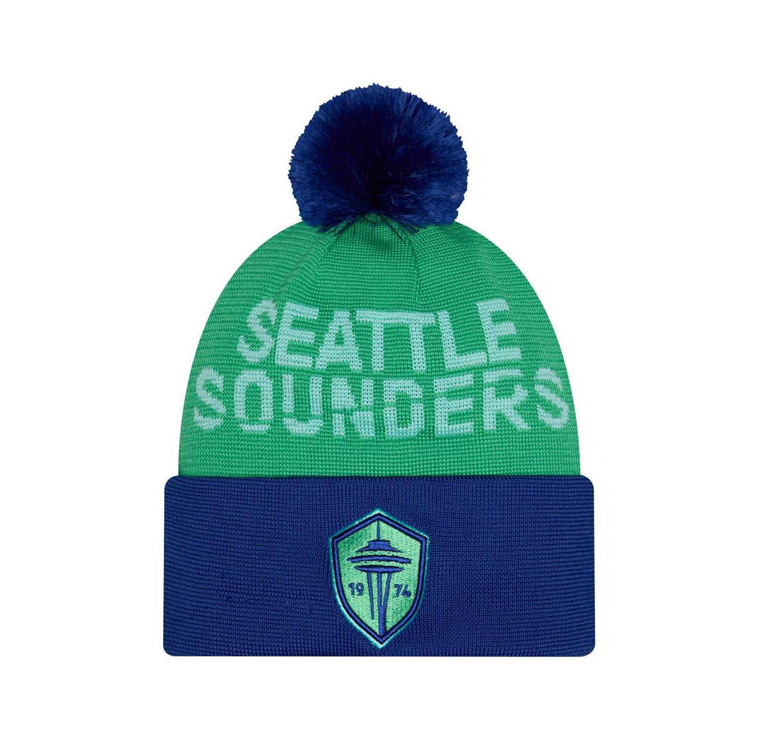 Men's Green Seattle Sounders FC 2026 Jersey Hook Cuffed Knit Hat with Pom