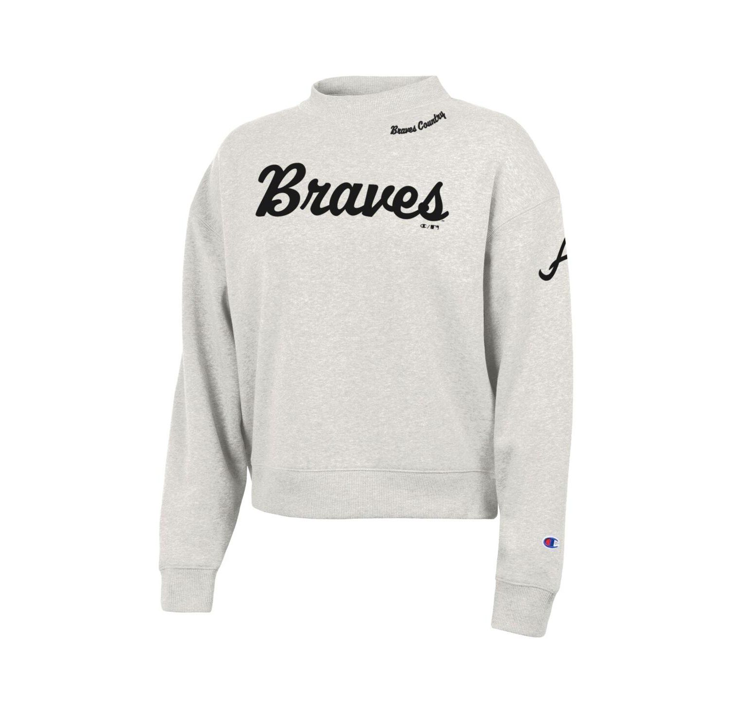 Women's Stone Atlanta Braves Triumph Tri-Blend Sweatshirt