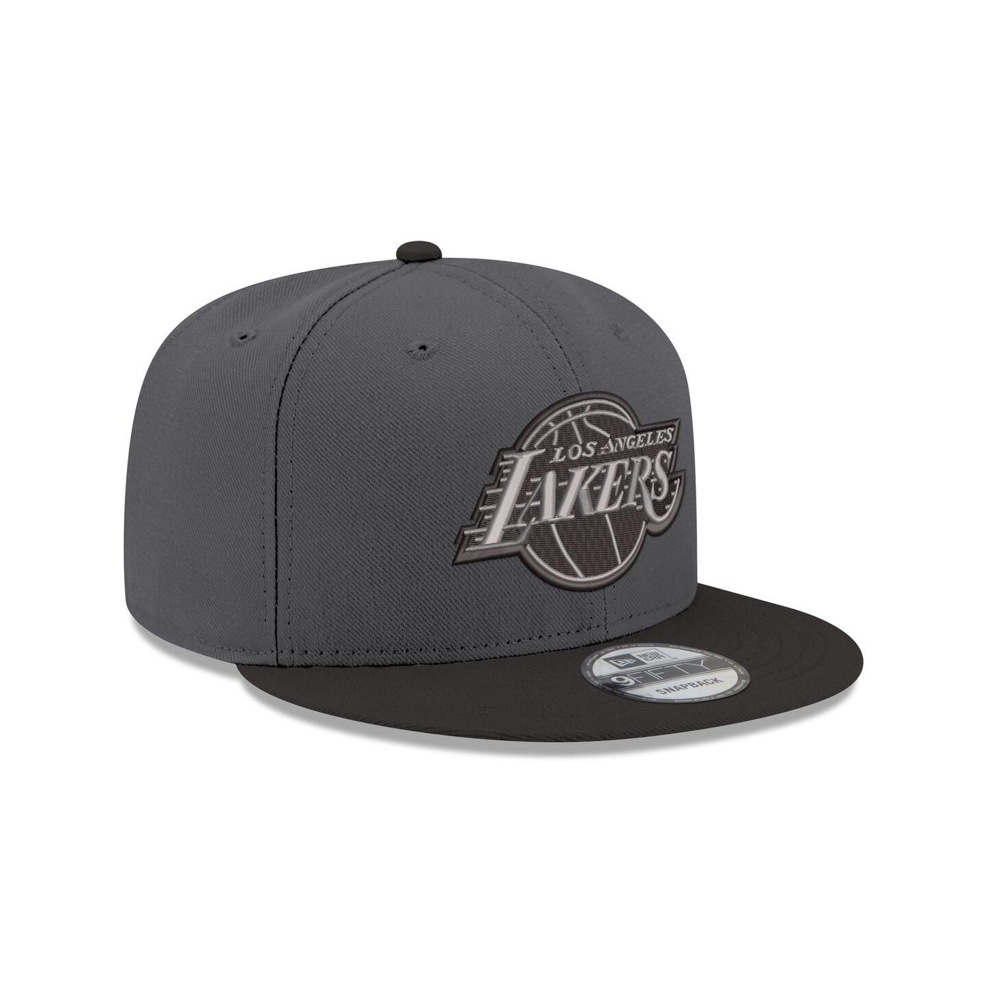 Мужская кепка New Era Gray/Black Los Angeles Lakers Logo 2-Tone 9FIFTY Snapback Hat — фото 1