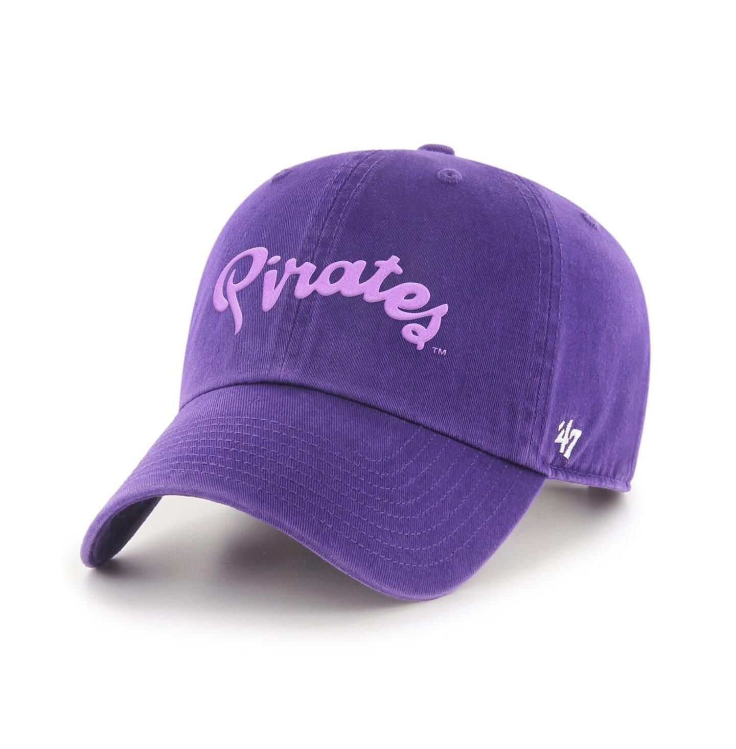 Мужская кепка '47 Brand Purple ECU Pirates Powder Purple Tonal Script Clean Up Adjustable Hat — фото 1