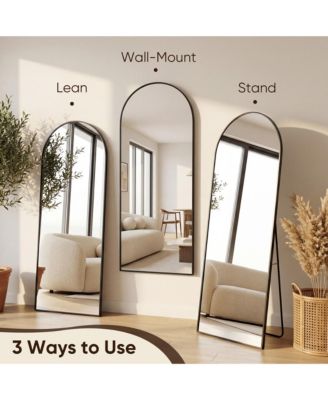 Full Length Mirror, 58"x18" Floor Mirror, Arch Floor Standing Mirror  with Stand for Bedroom, Black