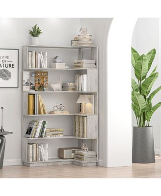 90cm Freestanding Corner Bookshelf with Anti-Tip Device