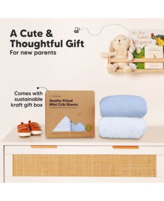 Mini Crib Sheets for Baby Girls, Boys, 2-Pack Soothe Pack and Play Sheets Fitted, Pack N Play Mattress Sheet