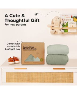 Mini Crib Sheets for Baby Girls, Boys, 2-Pack Soothe Pack and Play Sheets Fitted, Pack N Play Mattress Sheet