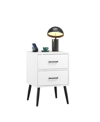 Modern 2-Drawer Nightstand with Metal Accents