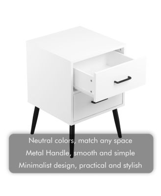 Modern 2-Drawer Nightstand with Metal Accents