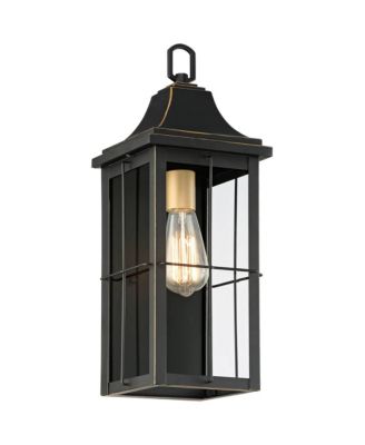 Sunderland Vintage Outdoor Wall Light Fixture Warm Gold 18 Clear Glass Panels for Post Exterior Barn Deck House Porch Yard