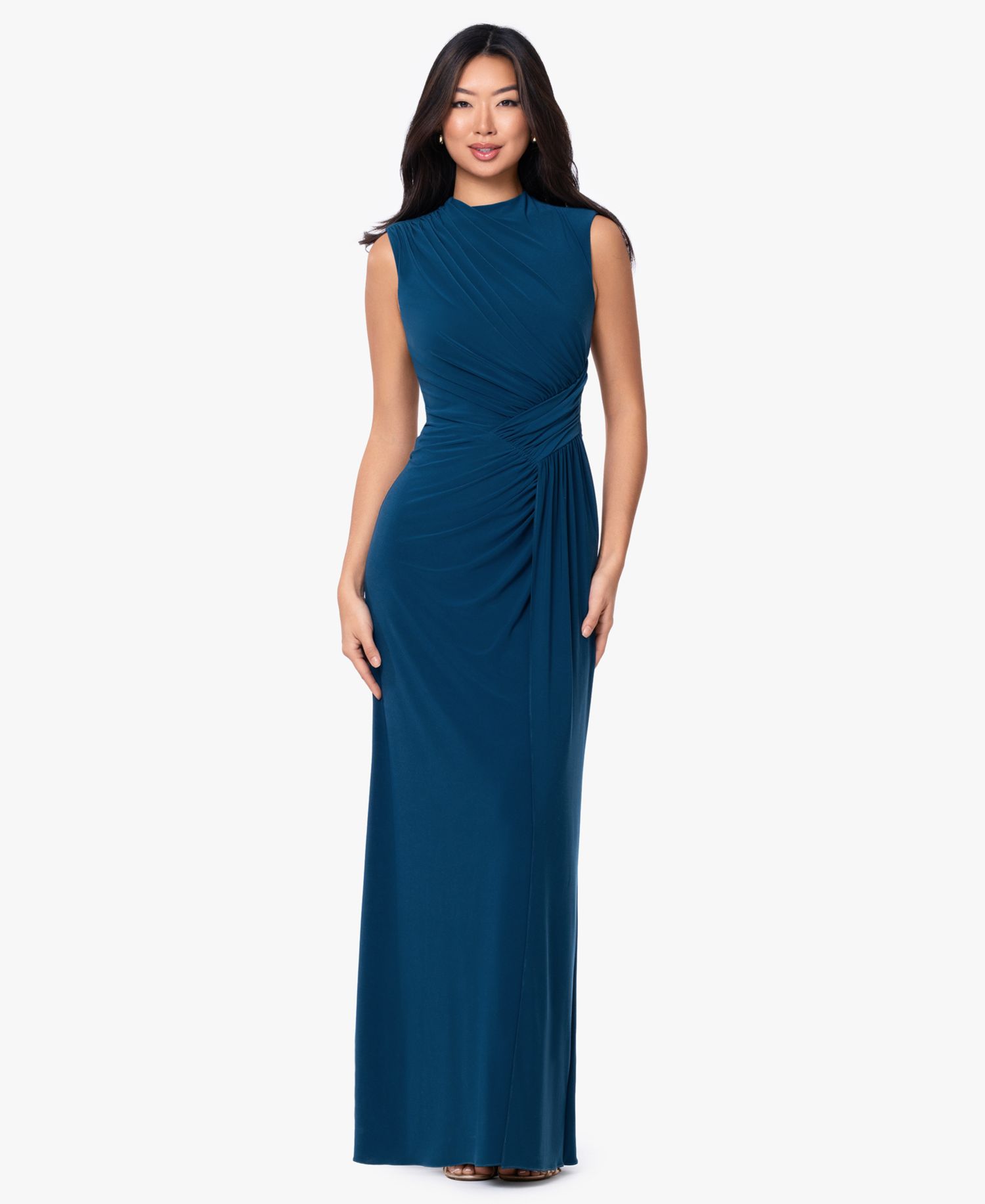 Women's Mock Neck Ruched Dress