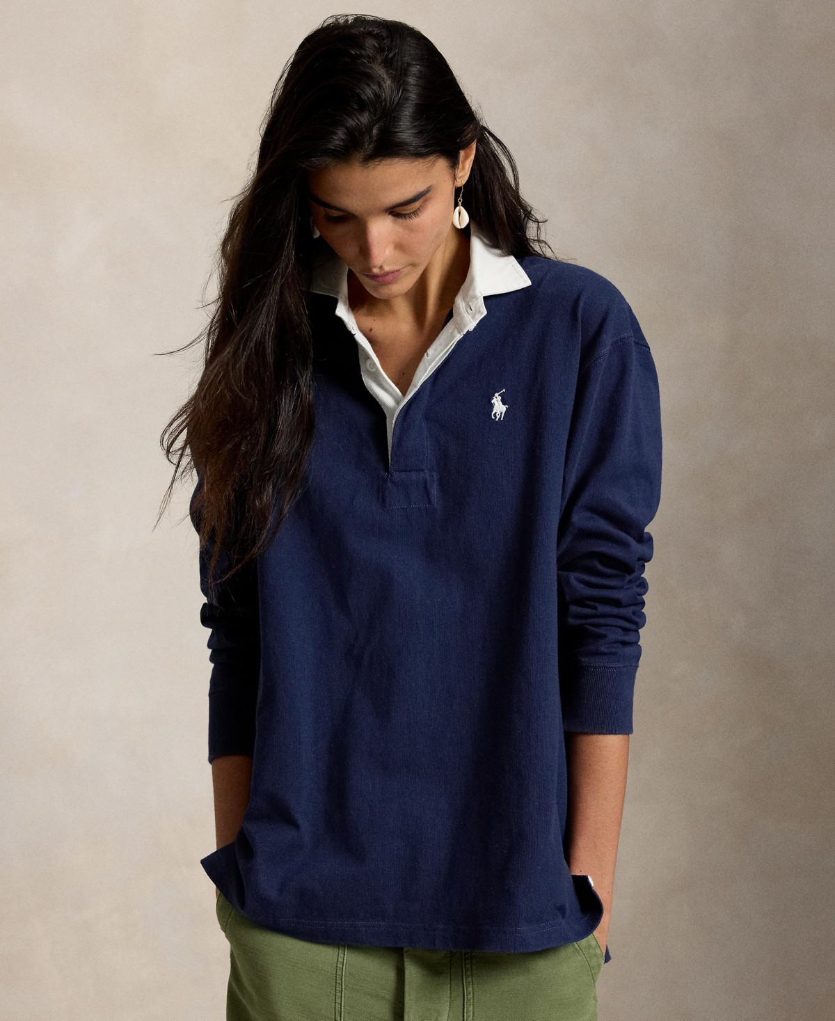 Женские рубашки Polo Ralph Lauren Women's Oversized Rugby Collar Shirt — фото 1