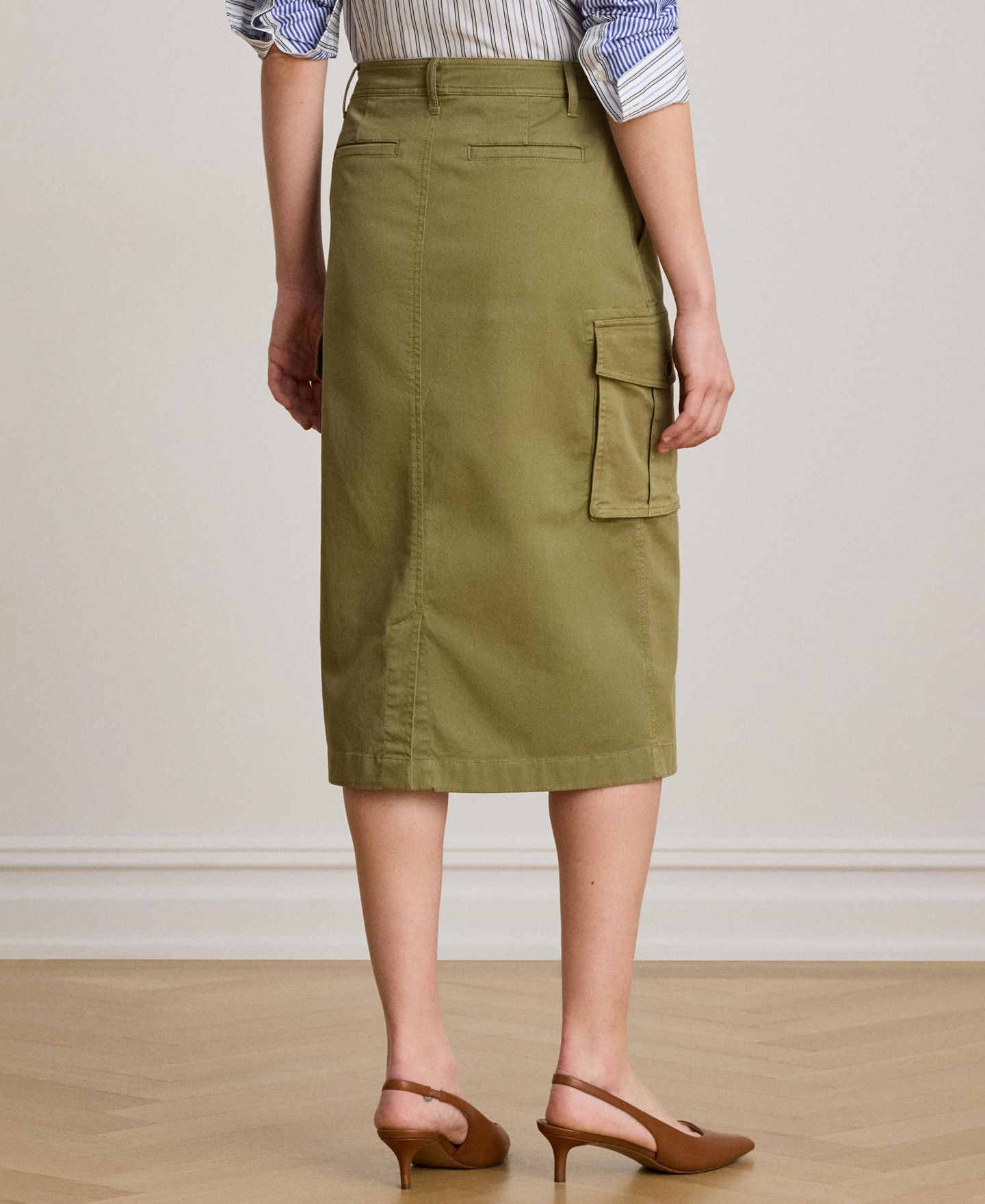 Женская юбка Lauren Ralph Lauren Zip & Fly Chino Cargo Pencil, цвет: Light Agave — фото 5