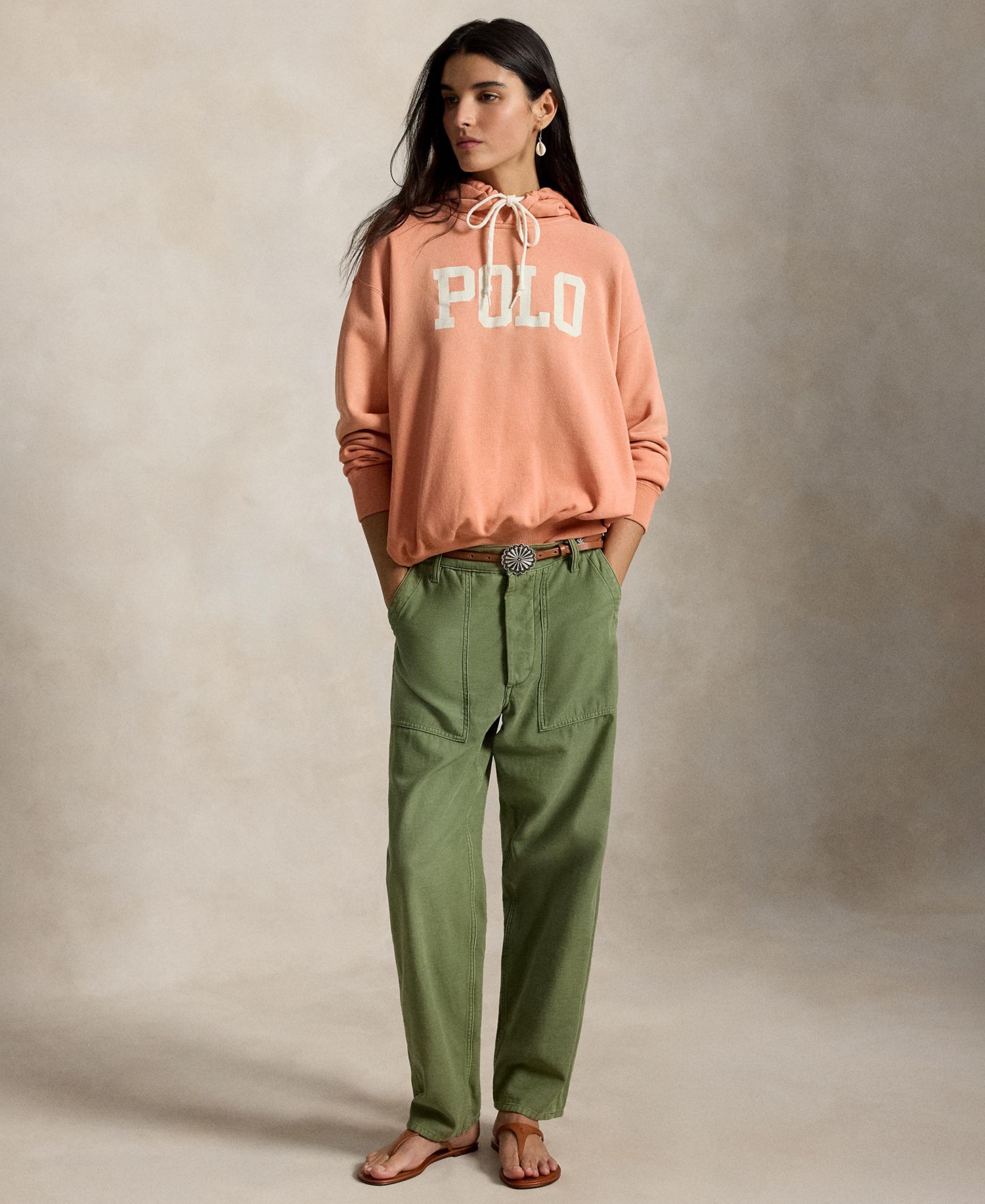 Women's Crewneck Lightweight Logo-Print Hoodie