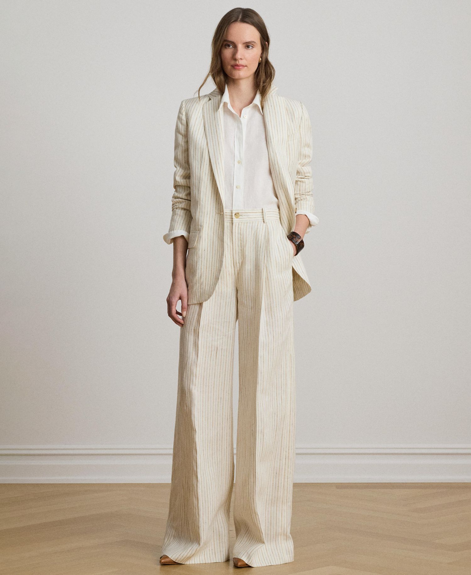 Women's High-Rise Pinstripe Wide-Leg Pants