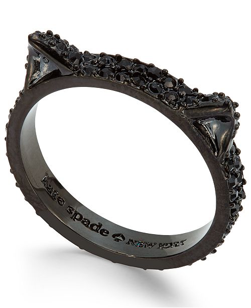 Kate Spade New York Black Tone Dark Crystal Pave Cat Ring