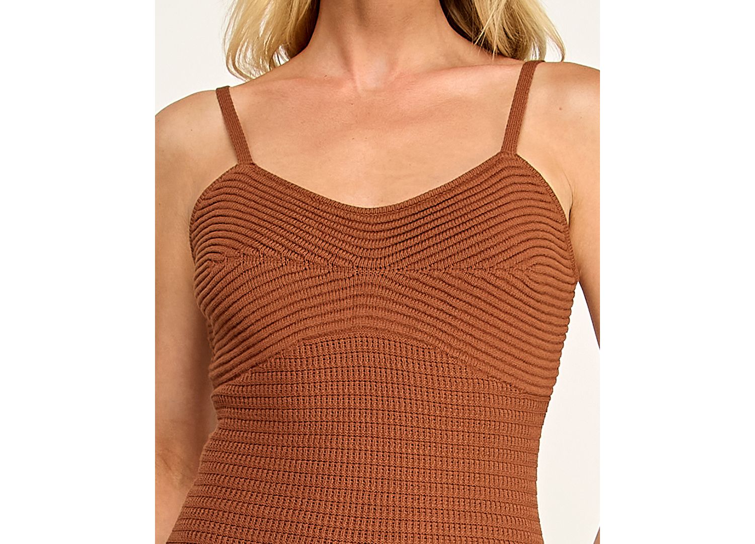 Juniors' V-Neck Sleeveless Bodycon Crochet Sweater Dress