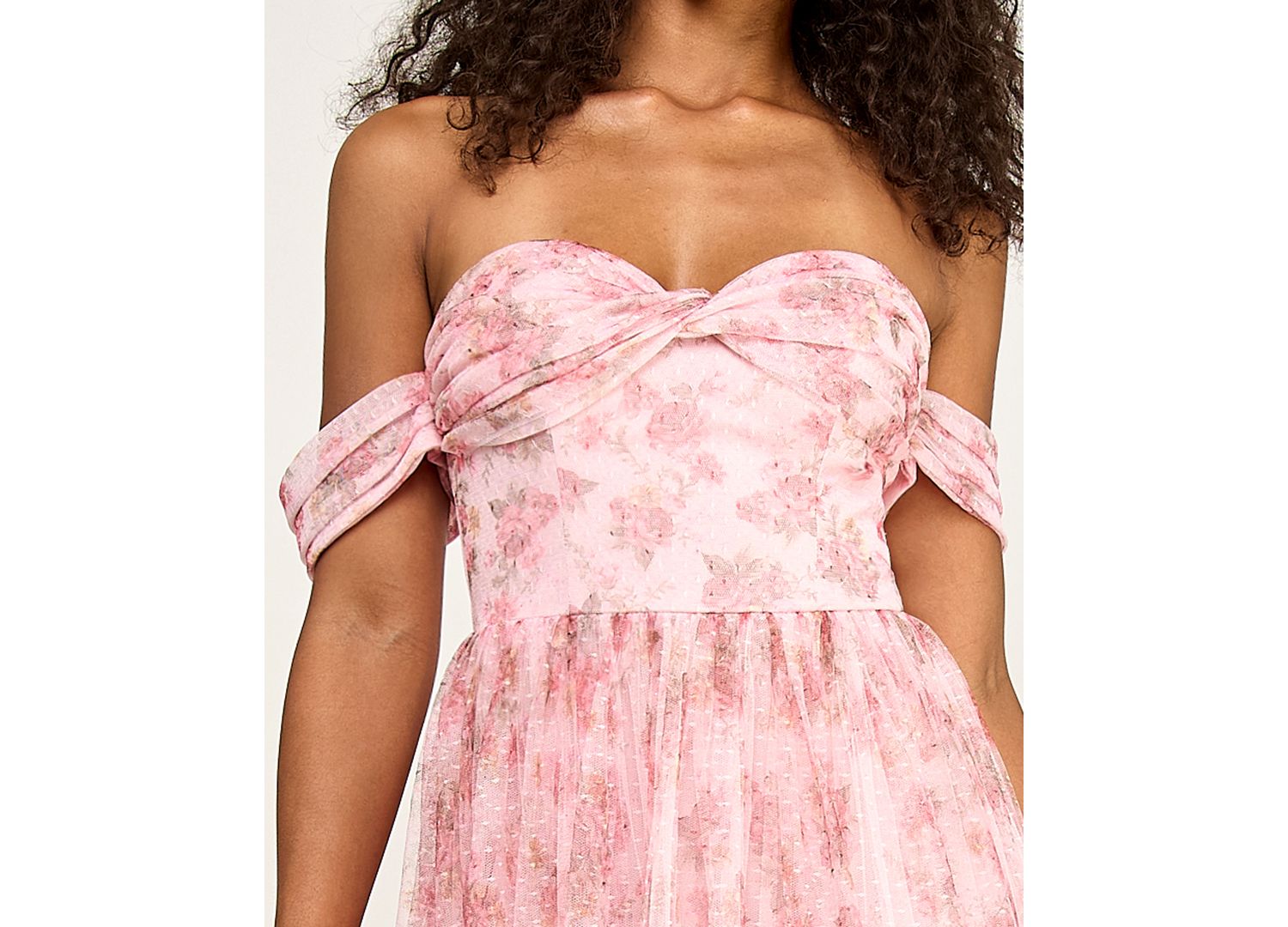 Women's Floral Ruffle Hem Off-The-Shoulder Dress