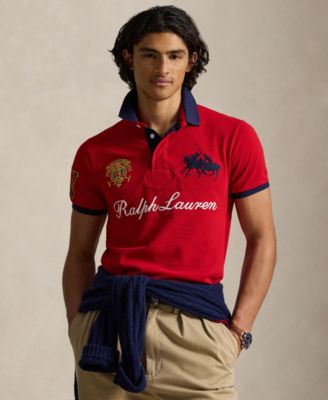 Men's Custom Slim-Fit Crest Mesh Polo Shirt