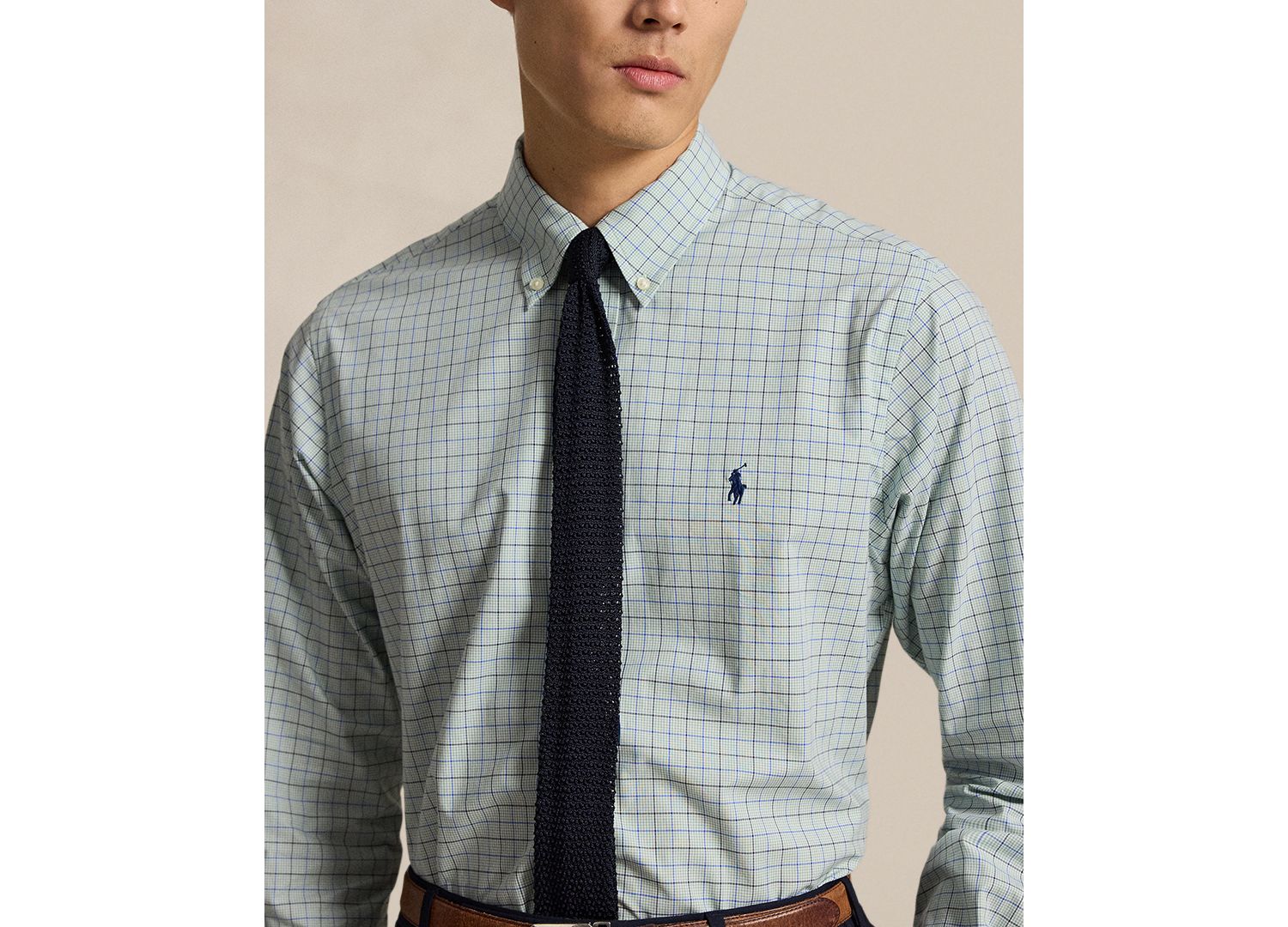 Classic-Fit Checked Stretch Poplin Shirt
