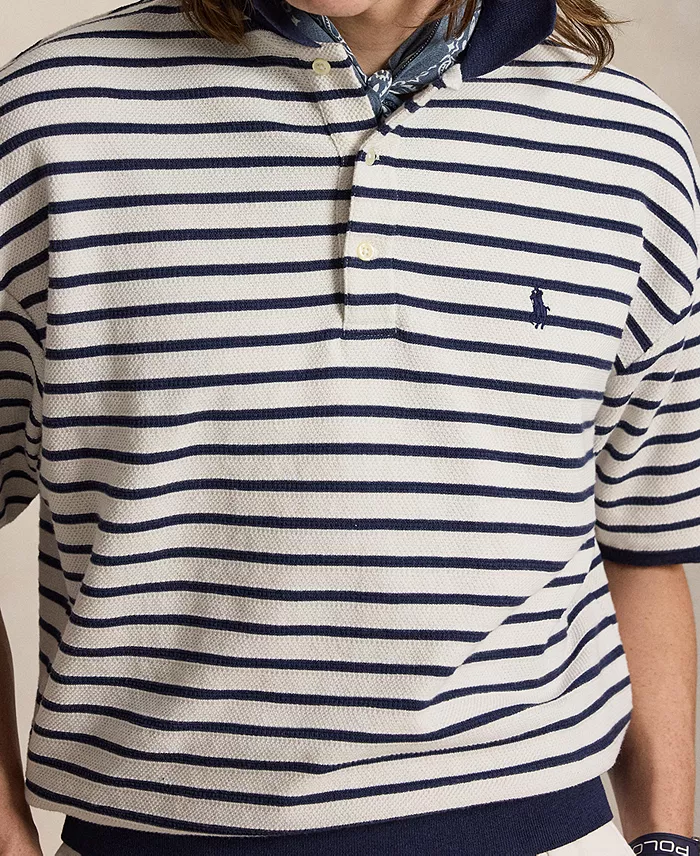 Relaxed-Fit Striped Textured Polo Shirt - thumbnail 3