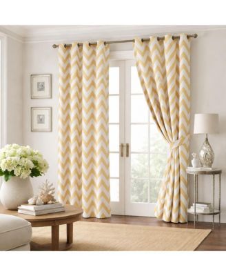 2 Piece  Chevron Room Darkening Grommet Top Window Curtain Panels