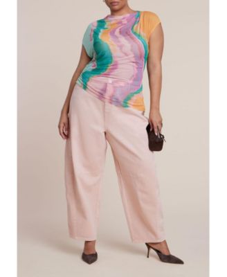 Women's Pink Wash Barrel Leg Jean