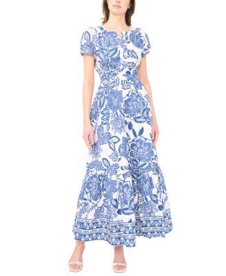 Women's Short-Sleeve V-Neck Maxi Dress