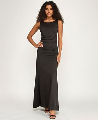 macy's black maxi dress Macy Dress: Woven Round neckline Sleeveless Maxi Material Women's Black Formal & Tie