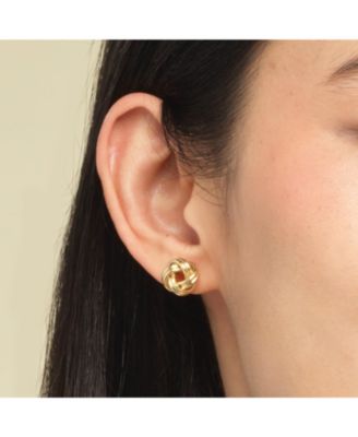 Polished Rope Knot Stud Earrings 14K Gold
