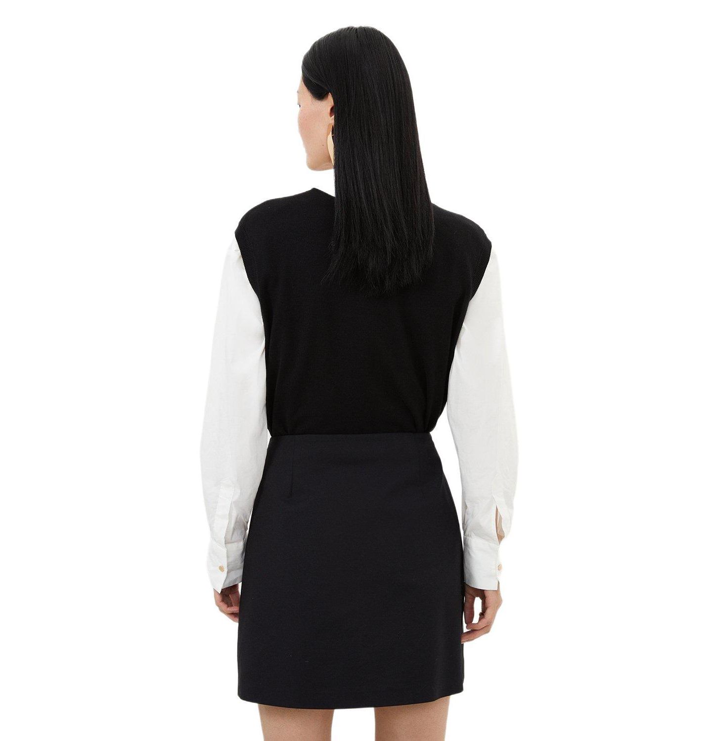 Женская юбка Karen Millen Techno Cotton Gold Clasp, цвет: Чёрный — фото 3