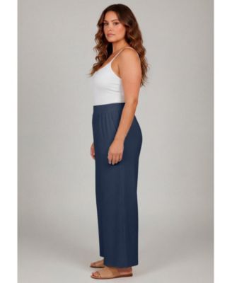 Women's Knit Gauze Smocked Wide-Leg Pants