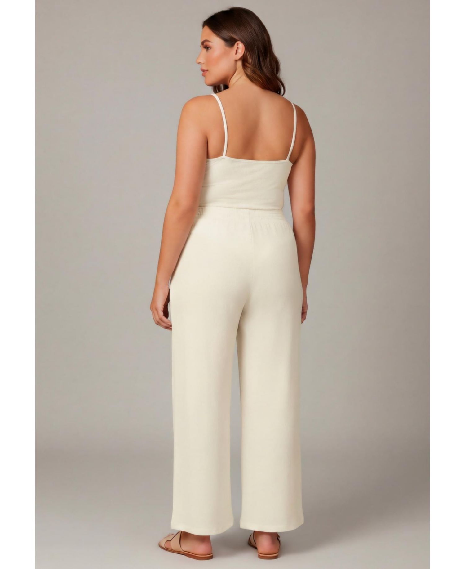 Women's Knit Gauze Smocked Wide-Leg Pants