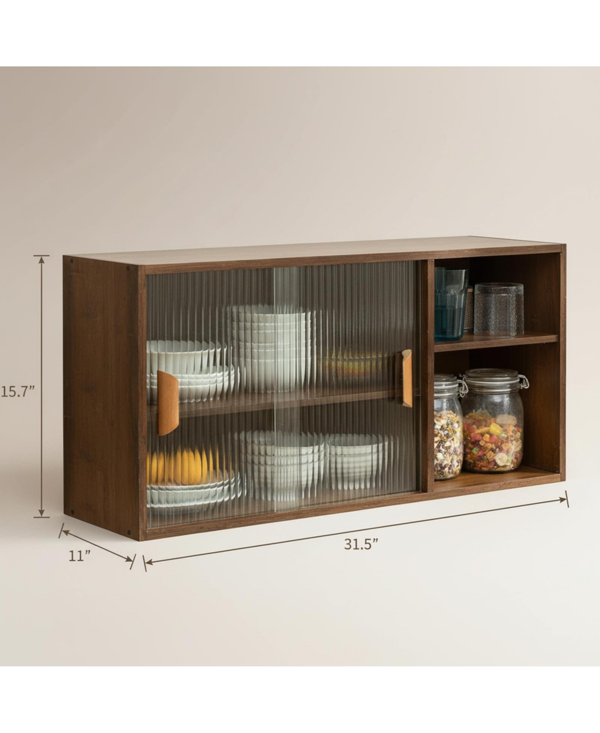 Yigii Small Kitchen Pantry Cabinet Wall Sideboard Glass Doors Storage Food Living Dining Bedroom