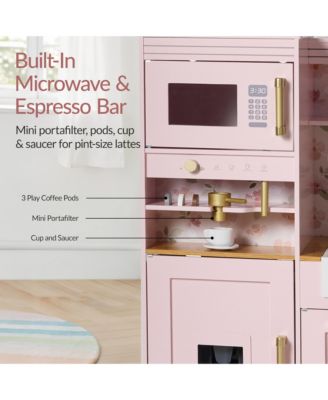 Deluxe Pretend Play Kitchen with Island, Espresso Machine Version