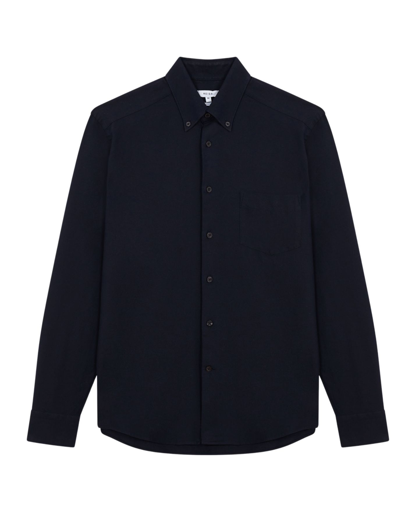 Мужская рубашка REISS Greenwich Slim-Fit Button-Down Collar Cotton Oxford Dress Shirt, цвет: Тёмно-синий — фото 5