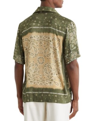 Men's Paisley-Print Cuban-Collar Shirt
