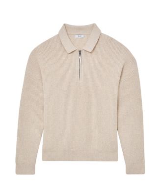 Men's Cotton-Blend Rib Half-Zip Polo Sweater